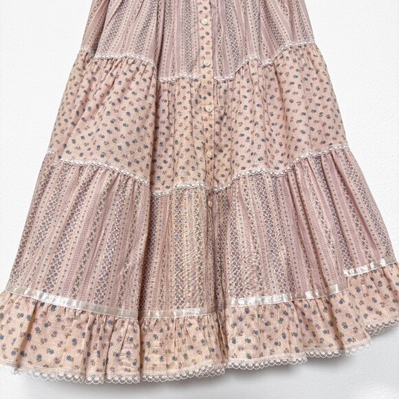 Vintage Jessica's Gunnies Gunne Sax Button Front Prairie Skirt Size 5 23" Waist - Picture 3 of 10